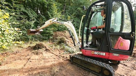 Removing Turf With Mini Excavator. Preparing Backyard For